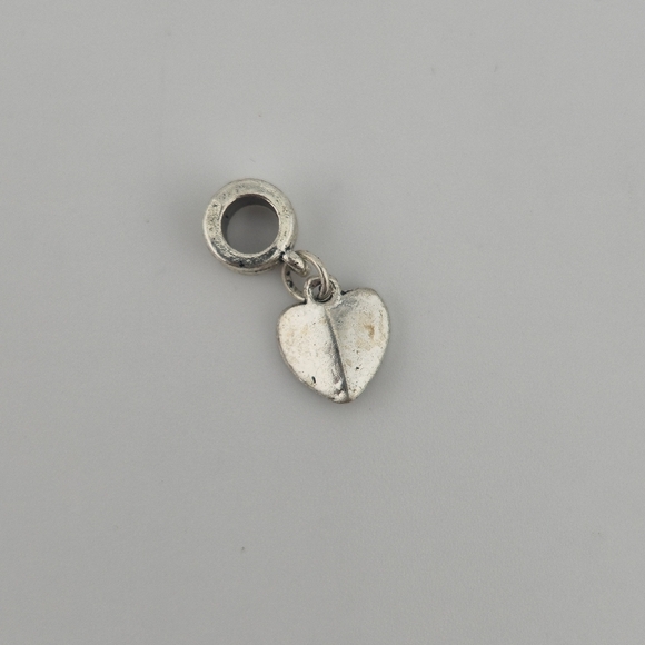 Silver Tone Dangle Heart European Charm Bead with Black Crystal Accents - Picture 4 of 4